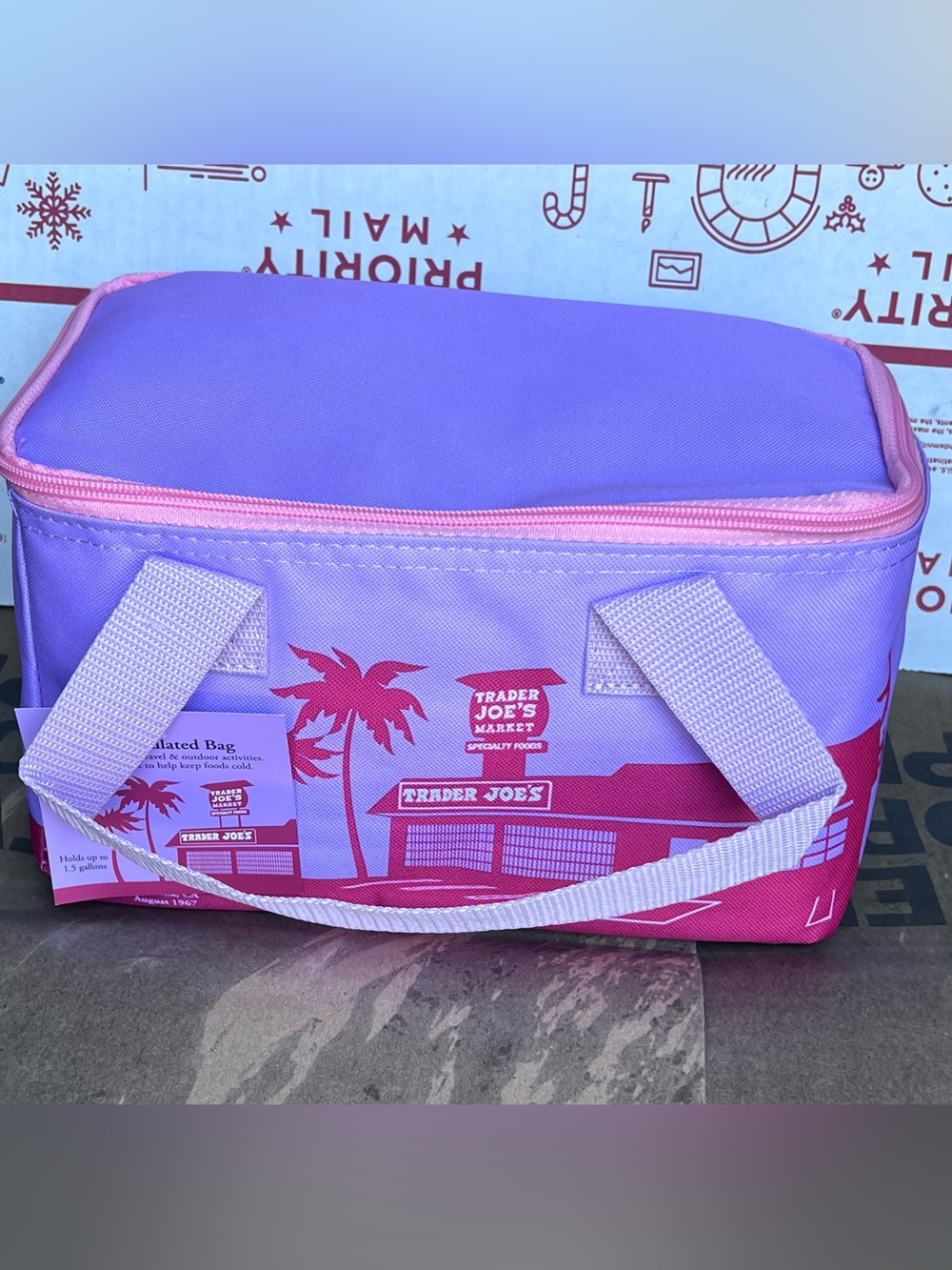 NWT Trader Joe's Mini Insulated Pink & Lavender Tote